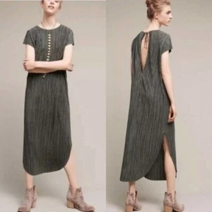 Sabina Musayev Anthropologie | Vestido midi renacentista texturizado verde musgo talla S - Imagen 1 de 9