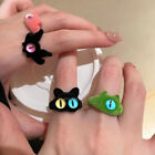 Women New Design Winter Black Cat Abnormal Pupil Plush Rings Girls Kpop Cute Sof