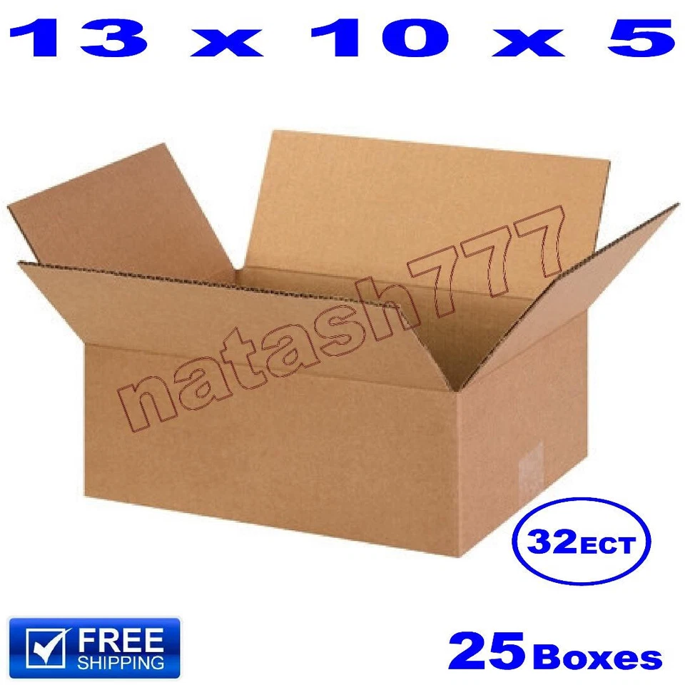 25 - 13x10x5 Cardboard Boxes 32-ECT Mailing Packing Shipping Corrugated Carton - Image 1 of 1