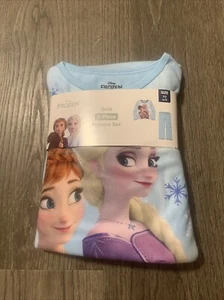 Girls Frozen Anna Elsa Long Sleeve Top & Pants Fleece 2pc Pajama Set XS 4/5 - Picture 1 of 5