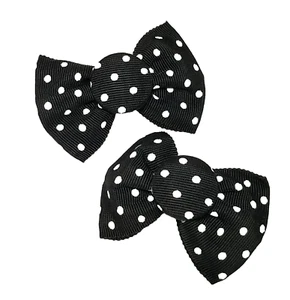 Musi Polka Dot Bow Clips Negro Blanco Años 50 Pin Up Niña De Colección Tela Grosgrain - Imagen 1 de 6