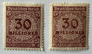 ERROR 1923 ALEMANIA 30M SELLO INFLADO DOS TONOS DIFERENTES DE MARRÓN - Imagen 1 de 2