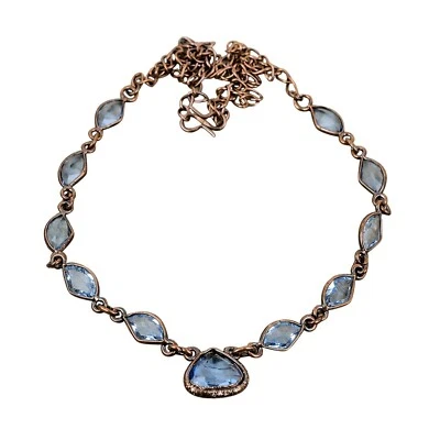 Collar de cadena artesanal electroformado cobre cuarzo tanzanita natural joyería Foto 1 de 4
