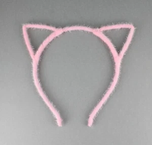Pink cat ears headband furry fuzzy kitten hair band accessory cosplay cats ear - Picture 1 of 7