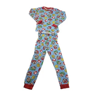 Super Mario Pajama Set Kids 10 Boys Girls Mario Luigi Blue Red Nintendo Comfy - Picture 1 of 10