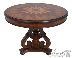 L66670: MAITLAND SMITH Round Inlaid Top Carved Base Center Table - Picture 1 of 13
