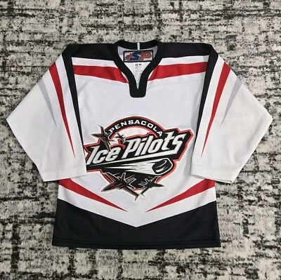 Camiseta deportiva de hockey de colección Pensacola Ice Pilots ECHL jóvenes niños S blanca cosida años 2010 Foto 1 de 4