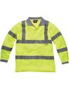 Dickies High Visibility Yellow Long Sleeved Safety Polo Shirt Sizes -L Hi Viz