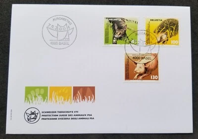 [SJ] Switzerland Animals 2004 Cat Pig Hedgehog Pet (FDC) - Image 1 of 4