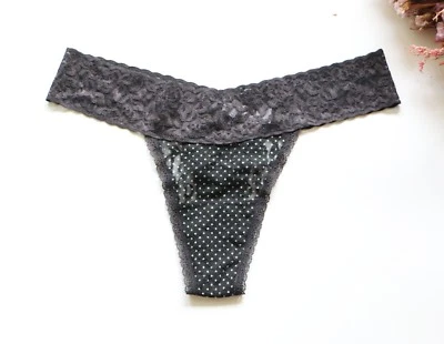 Mujeres Sexy Tanga Lunares Malla y Encaje Ropa Interior Lencería Tanga Braguita Negra M Foto 1 de 4