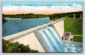 Postcard Norris Dam, TVA Storage Project on Clinch River, Near La Follette, TN - Picture 1 of 2