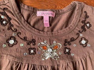Vintage Fang Y2K Fairycore Whimsigoth Beaded Butterfly Sequin top Girls large 14 - Picture 1 of 8