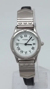 Fossil Damenuhr,Armbanduhr,EC-8806,schwarzes Lederband,die Uhr läuft, - Bild 1 von 7