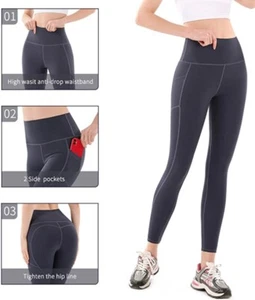 Yoga Pants Women's Leggings Workout with Pockets Control Tummy High Waist 2xl - Picture 1 of 2