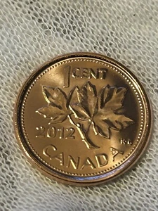 (1) 2012 Canadian Penny  BU. / Last Year. Magnetic Steel/copper Coin - Picture 1 of 2