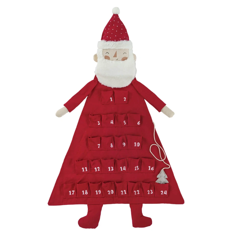 Fabric Red & White Santa Advent Calendar With 24 Pockets & Tree - Image 1 of 1