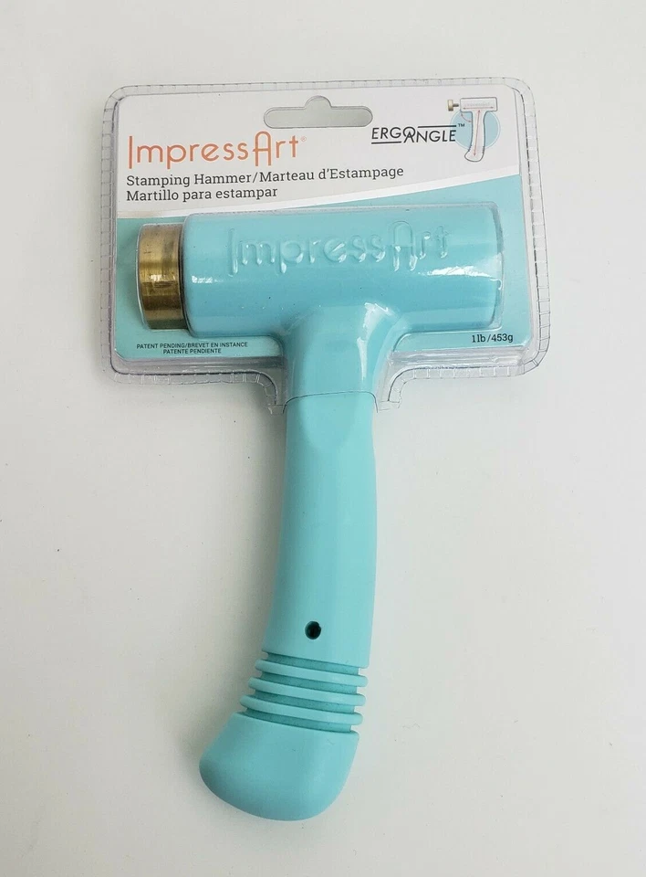 Ergo-angle Metal Stamping Hammer Teal ImpressArt Brass Head Jewelry Making Tool