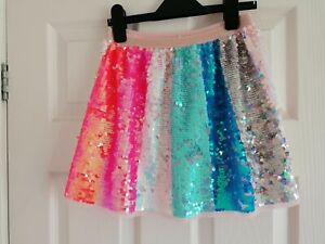 H&M Tutu skirt Sparkly Rainbow Sequin Skirt Age 7-8