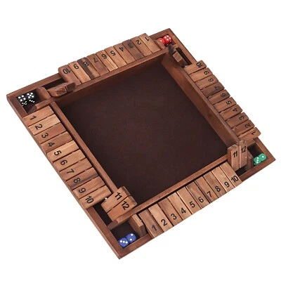 4-Player 12 Number Shut The Box Dice Game. Family Party Porch Pub Bar Board Game - Image 1 of 4