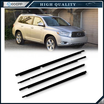 For 2008-2010 Toyota Highlander Front & Rear Door Window Seal Belt Molding - Изображение 1 из 4