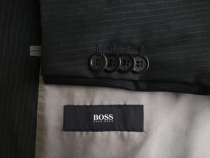Hugo Boss Suit 40R W34 Excellent Condition Black Stripes - Picture 1 of 10