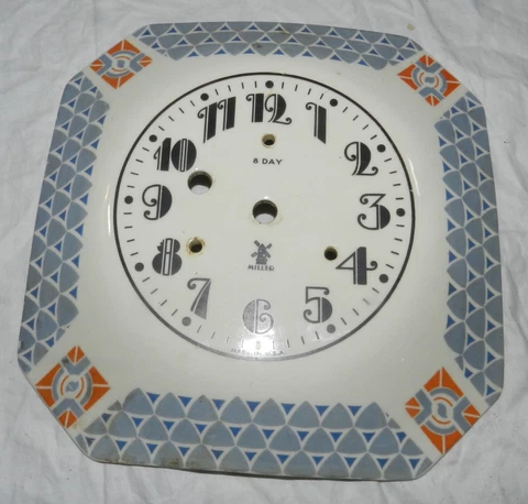 Vintage Porcelain Face for Miller 8 Day Triangle Wall Clock Cover