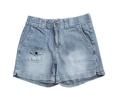 Pantalones cortos vaqueros de tiro alto WESTBOUND para mujer talla 8 azul blanco a rayas Foto 1 de 4