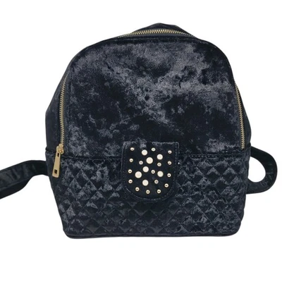 NUEVO Like Dreams Terciopelo Negro Mini-Mochila Bolso Acolchado Tachonado Bling Nuevo con Etiquetas Foto 1 de 4