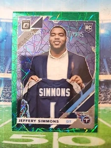 Panini Donruss Optic Rookies 2019 Green Velocity Prizm Jeffery Simmons Rookie RC - Imagen 1 de 2