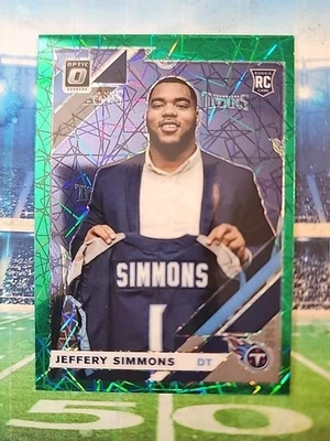 2019 Panini Donruss Optic Rookies Green Velocity Prizm Jeffery Simmons Rookie RC - Image 1 of 2
