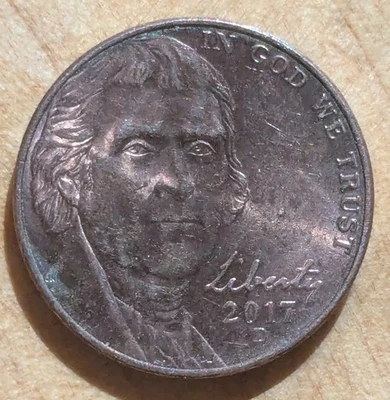 2017-D Jefferson Nickel 5c Partially Struck On Unplated Planchet - Image 1 of 2