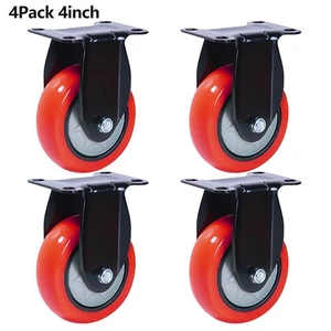 4 Stück 4 Zoll Laufrollen Schwerlast Polyurethan Bockplatte Laufräder - Bild 1 von 8