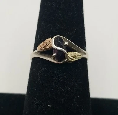 Anillo Black Hills Landstroms plata esterlina + oro 12K amatista - talla 7 #4963 Foto 1 de 4