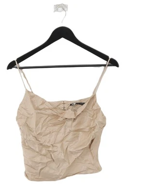 Zara Women's T-Shirt XL Gold 100% Viscose Sleeveless Square Neck Camisole - Image 1 of 4