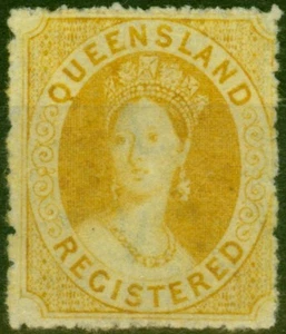 Queensland 1861 Registered (6d) Orange-Yellow SG20 Fine & Fresh Unused - Picture 1 of 1