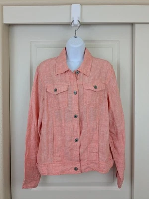 Jones New York Jones & Co. Women’s Size L 100% Linen Coral Jacket Preppy - Image 1 of 4