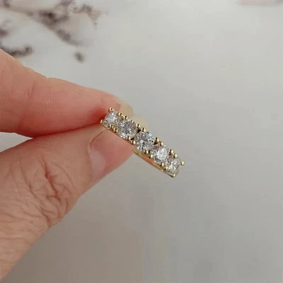 Сертифицированное потрясающее серебряное кольцо с белым бриллиантом 925 пробы 1 карат, удивительный блеск! - Изображение 1 из 4