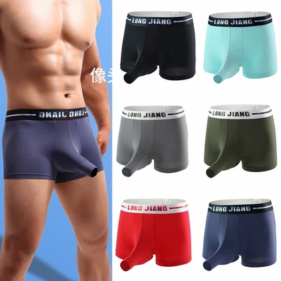 Sexy Calzoncillos Boxer Para Hombre Algodón Transpirable Nariz de Elefante Ropa Interior Pantalones Cortos Foto 1 de 4