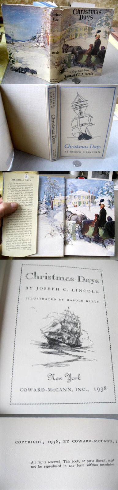 CHRISTMAS DAYS; A CAPE COD STORY,1938,Joseph C. Lincoln,1st Ed 