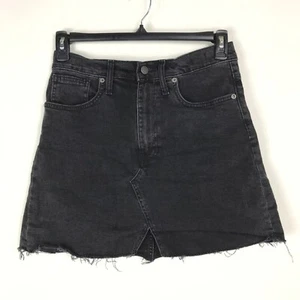 Falda Madewell Denim Rígida Línea A Para Mujer Talla 28 Desteñida Negra Elastizada Dobladillo Crudo - Imagen 1 de 9
