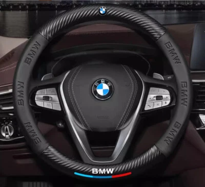 15 "PU Pelle + Coprivolante in Fibra di Carbonio per 1950-2024 BMW Tutte le Auto - Imagen 1 de 4