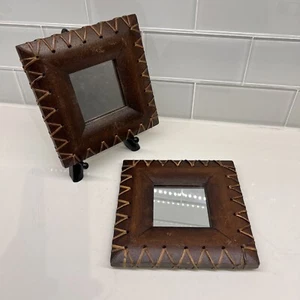 Two Vintage Wooden Frame Mirrors, Wall Decor Accent 2003 Intercontinental Art - Picture 1 of 10