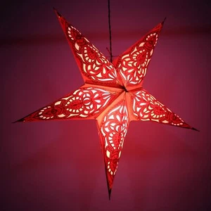 Indian Handmade Pink Paper Star Lantern Lamp ChristmasHanging Paper Star Lamps - Picture 1 of 3