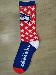 Seattle Seahawks Mens USA Veterans Flag NFL Team Crew Socks Large - Picture 1 of 1