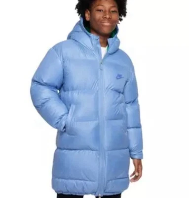 Abrigo Parka Azul Para Niños Grande- Nike Ropa Deportiva Ajuste Térmico Repelente Peso Pesado con Capucha Foto 1 de 4