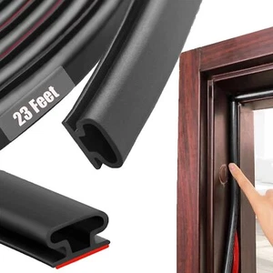 Black Rubber Weather Stripping Door Seal Strip, D Shape Door Rubber Weather Seal - Picture 1 of 9