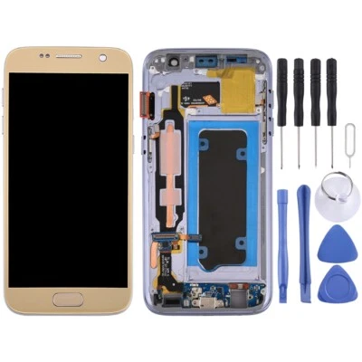 OLED LCD Screen for Galaxy S7 / G930V Digitizer Full Assembly with Frame (Gold) - Image 1 of 4