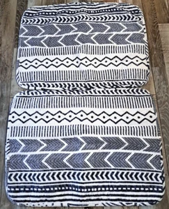 Lush Decor Pillow Shams Hygge Geo 2 Standard Blue White Abstract Quilted Cotton  - Picture 1 of 4