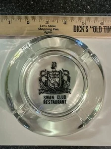 VINTAGE ASHTRAY SWAN CLUB RESTAURANT RARE ROUND BEEFY EDGE HEAVY - Picture 1 of 8