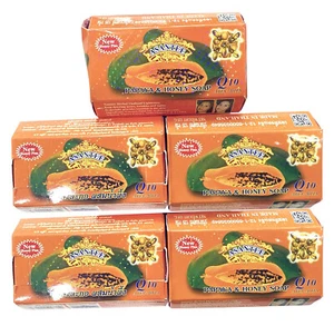 5 x Asantee Papaya Honey Soap with Q10, AHA, BHA Skin Bright 125g - Picture 1 of 5
